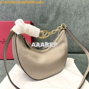 Replica Valentino Small Vlogo Moon Hobo Bag In Grainy Calfskin With Ch 2