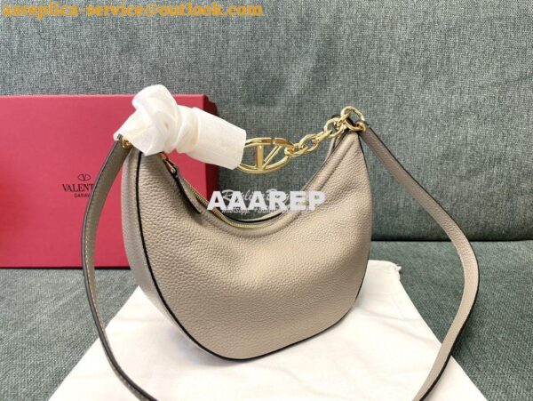 Replica Valentino Small Vlogo Moon Hobo Bag In Grainy Calfskin With Ch 4