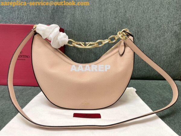 Replica Valentino Small Vlogo Moon Hobo Bag In Grainy Calfskin With Ch 3