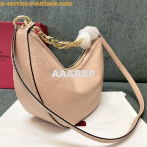 Replica Valentino Small Vlogo Moon Hobo Bag In Grainy Calfskin With Ch 2