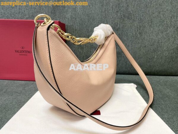 Replica Valentino Small Vlogo Moon Hobo Bag In Grainy Calfskin With Ch 4