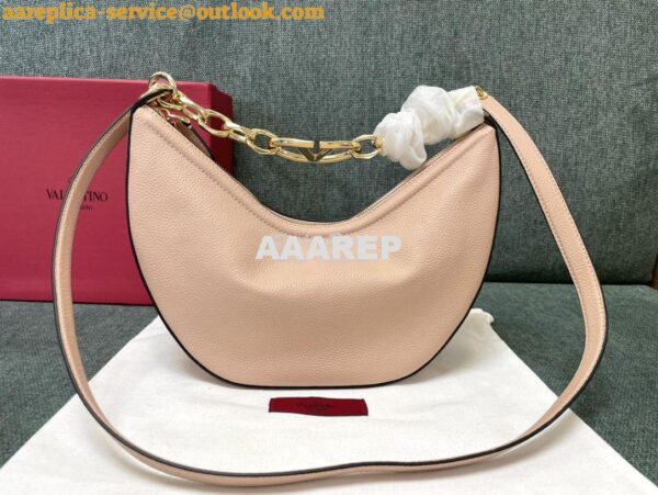 Replica Valentino Small Vlogo Moon Hobo Bag In Grainy Calfskin With Ch 8