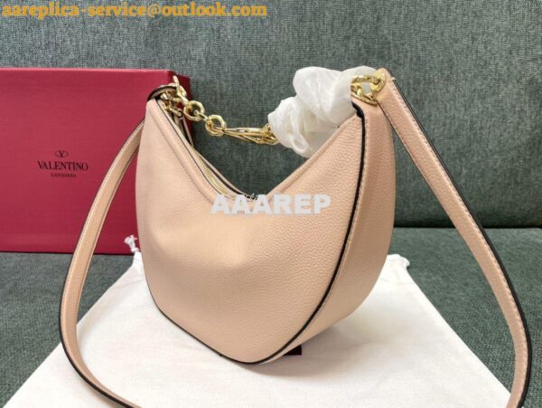 Replica Valentino Small Vlogo Moon Hobo Bag In Grainy Calfskin With Ch 9