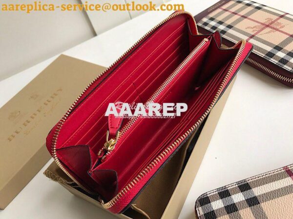 Replica Burberry Leather Trim Haymarket Zip Around Wallet 887038 Red 7