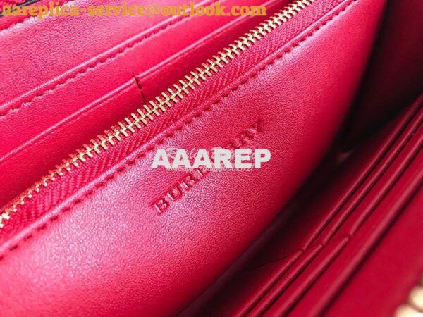 Replica Burberry Leather Trim Haymarket Zip Around Wallet 887038 Red 8