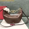 Replica Valentino Small Vlogo Moon Hobo Bag In Grainy Calfskin With Ch