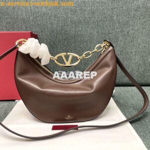 Replica Valentino Small Vlogo Moon Hobo Bag In Nappa Calfskin With Cha