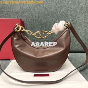 Replica Valentino Small Vlogo Moon Hobo Bag In Nappa Calfskin With Cha 2