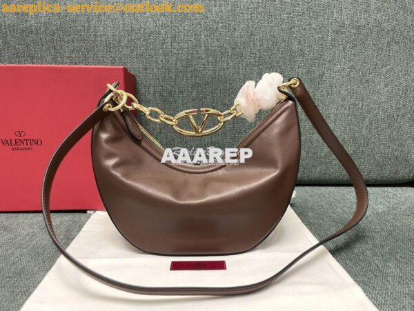 Replica Valentino Small Vlogo Moon Hobo Bag In Nappa Calfskin With Cha 4