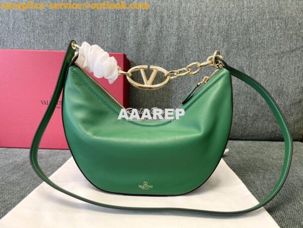 Replica Valentino Small Vlogo Moon Hobo Bag In Nappa Calfskin With Cha 3