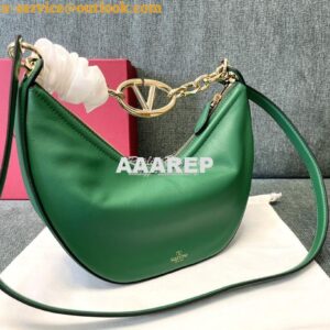 Replica Valentino Small Vlogo Moon Hobo Bag In Nappa Calfskin With Cha 2