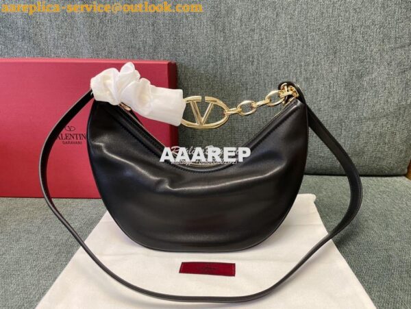 Replica Valentino Small Vlogo Moon Hobo Bag In Nappa Calfskin With Cha 5