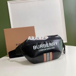 Replica Burberry Logo and Icon Stripe Print Sonny Bum Bag 80300181 Bla 2