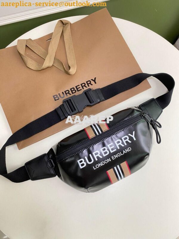 Replica Burberry Logo and Icon Stripe Print Sonny Bum Bag 80300181 Bla 5