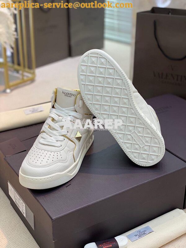 Replica Valentino One Stud Mid-Top Nappa Sneaker WY2S0E63 Men Female G 9