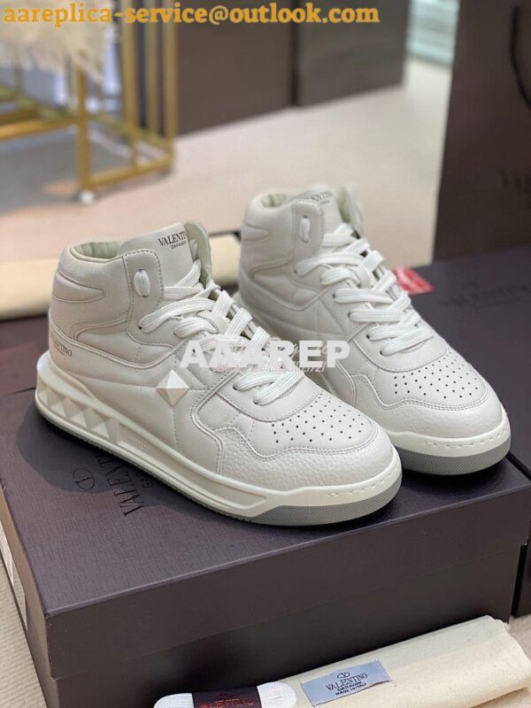 Replica Valentino One Stud Mid-Top Nappa Sneaker WY2S0E63 Men Female W 4