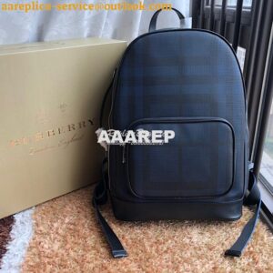 Replica Burberry London Check and Leather Backpack Navy/black