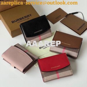 Replica Burberry Luna House Check Canvas and Leather Flap Compact Wall