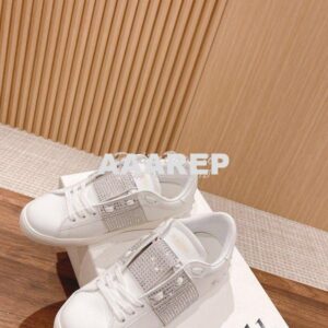 Replica Valentino Open Sneaker In Calfskin Leather with Crystals WS078 2