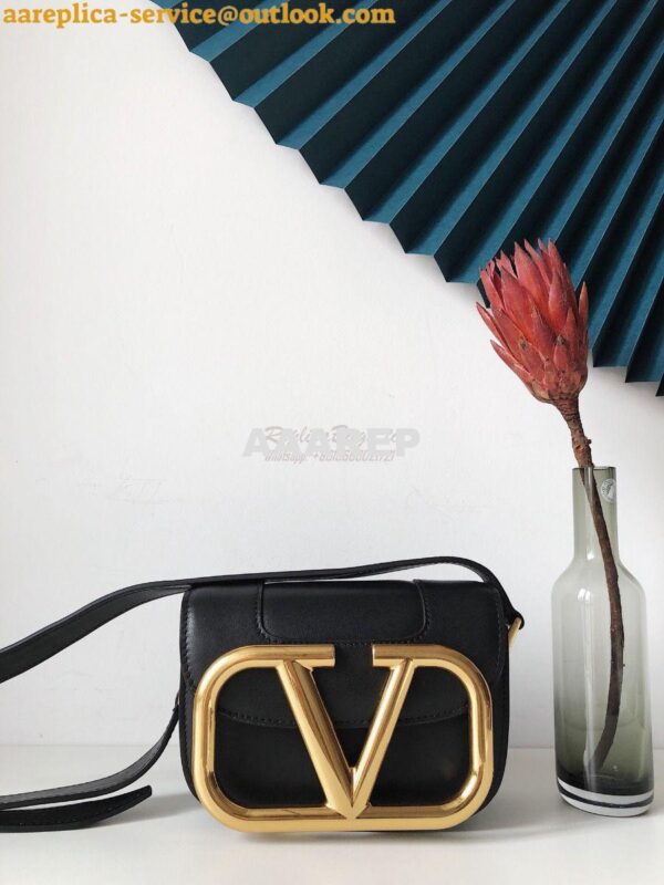 Replica Valentino Supervee Crossbody Calfskin Bag VW2B0G09 Black 9