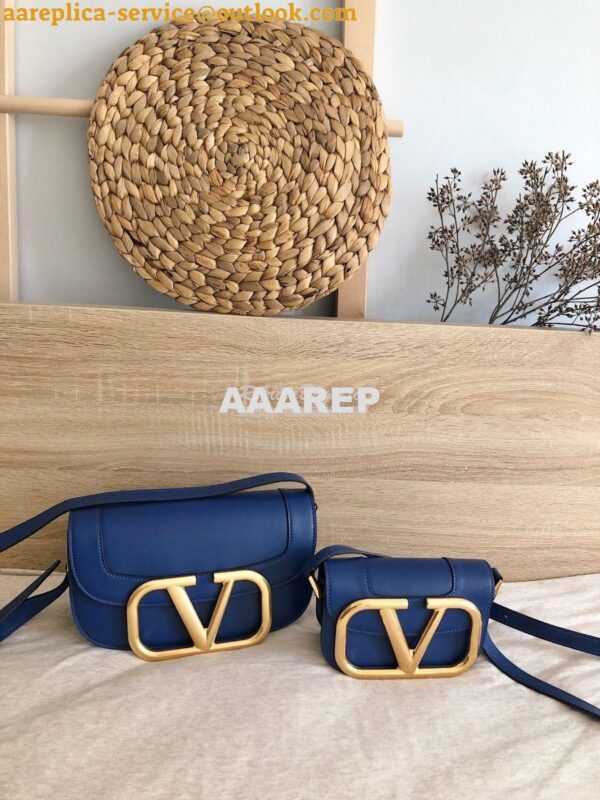 Replica Valentino Supervee Crossbody Calfskin Bag VW2B0G09 Blue 3