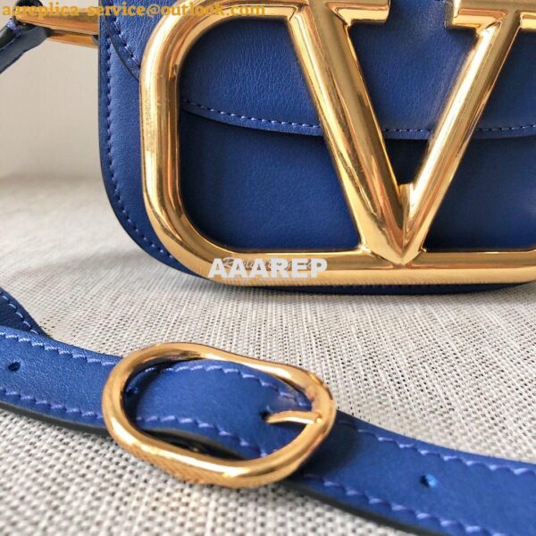 Replica Valentino Supervee Crossbody Calfskin Bag VW2B0G09 Blue 6