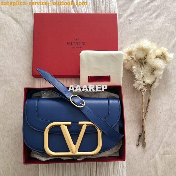 Replica Valentino Supervee Crossbody Calfskin Bag VW2B0G09 Blue 10