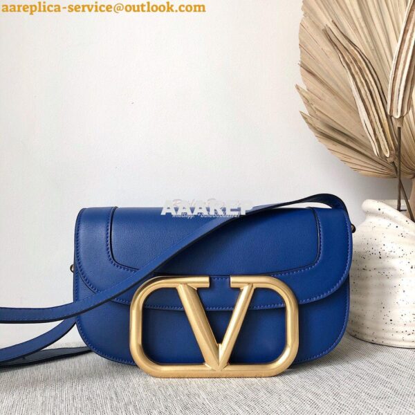 Replica Valentino Supervee Crossbody Calfskin Bag VW2B0G09 Blue 11