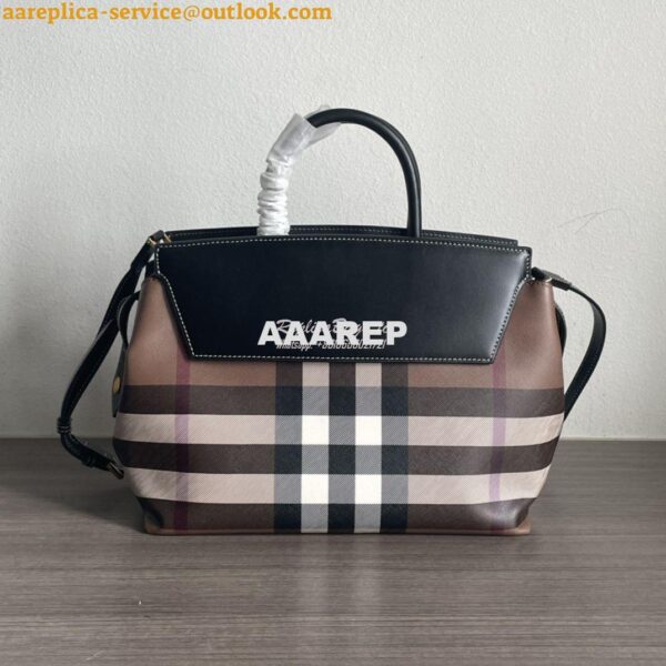 Replica Burberry Medium Catherine Check & Leather Shoulder Bag Birch B 9