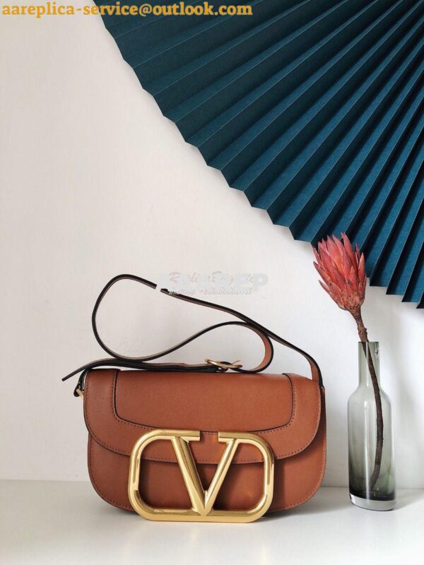 Replica Valentino Supervee Crossbody Calfskin Bag VW2B0G09 Brown 3