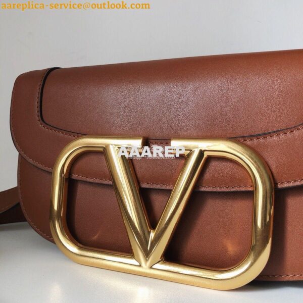 Replica Valentino Supervee Crossbody Calfskin Bag VW2B0G09 Brown 4