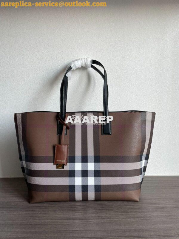 Replica Burberry Medium Check Tote Dark Birch Brown 80696591 3