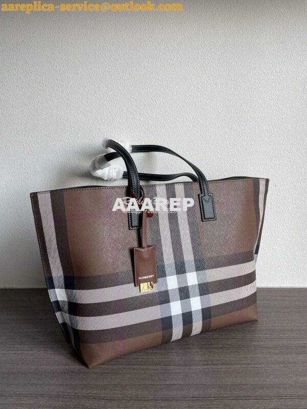 Replica Burberry Medium Check Tote Dark Birch Brown 80696591 4