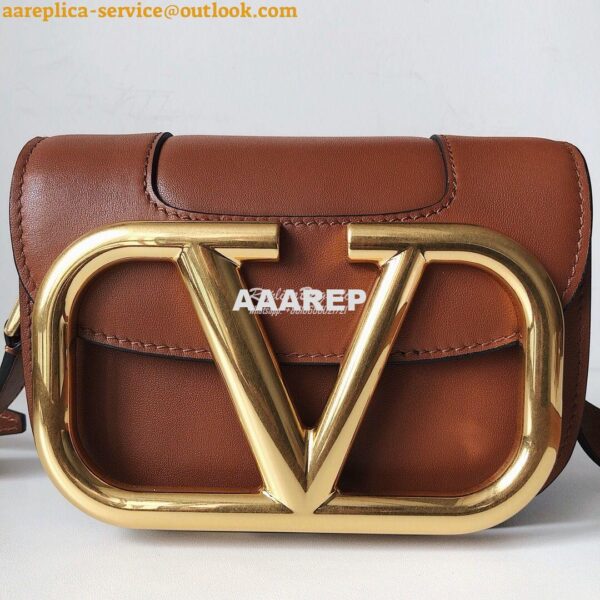 Replica Valentino Supervee Crossbody Calfskin Bag VW2B0G09 Brown 10