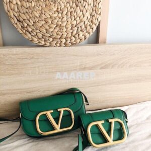 Replica Valentino Supervee Crossbody Calfskin Bag VW2B0G09 Green