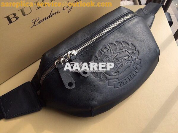 Replica Burberry Medium Embossed Crest Leather Bum Bag 3