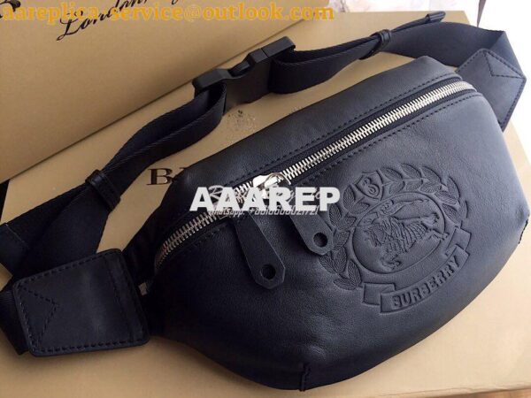 Replica Burberry Medium Embossed Crest Leather Bum Bag 5