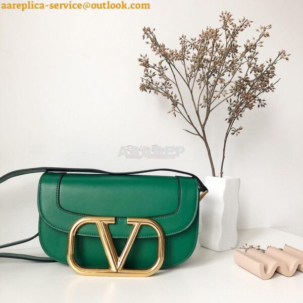 Replica Valentino Supervee Crossbody Calfskin Bag VW2B0G09 Green 8