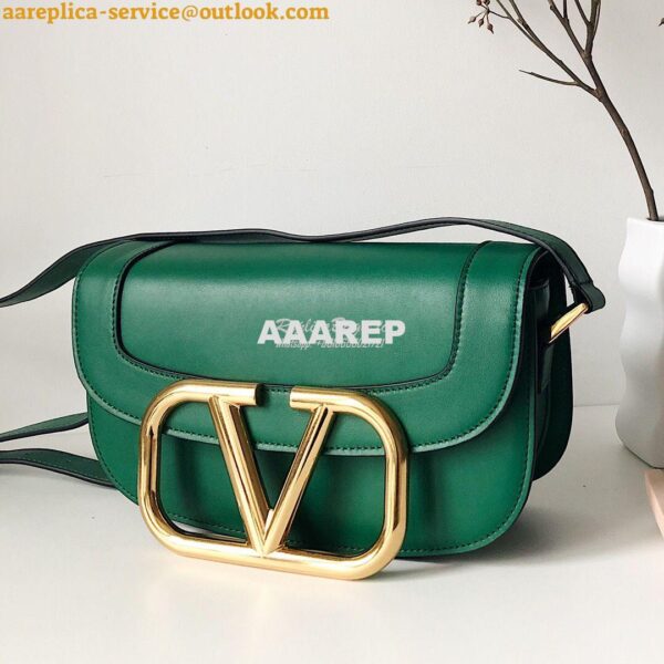 Replica Valentino Supervee Crossbody Calfskin Bag VW2B0G09 Green 9