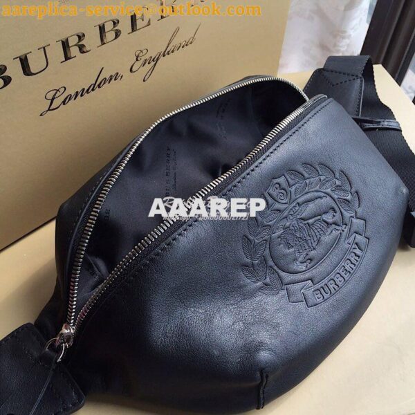 Replica Burberry Medium Embossed Crest Leather Bum Bag 8