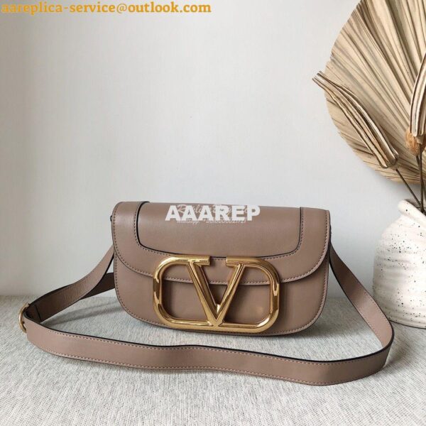 Replica Valentino Supervee Crossbody Calfskin Bag VW2B0G09 Nude 11