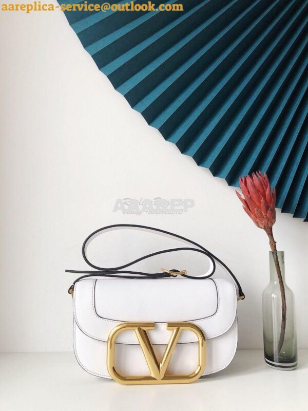 Replica Valentino Supervee Crossbody Calfskin Bag VW2B0G09 White 3