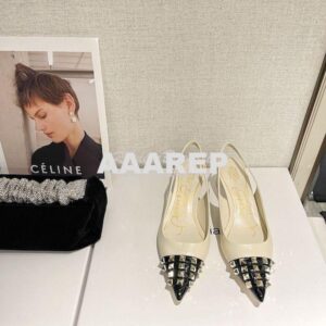 Replica Valentino Rockstud Alcove Slingback Pumps In Goatskin And Pate