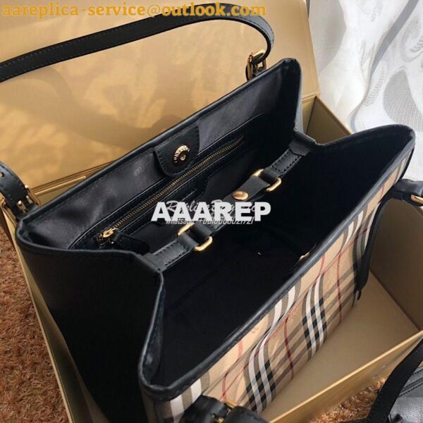 Replica Burberry Small Canter in Horseferry Check Tote Bag with Leathe 7