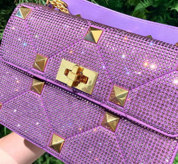 Replica Valentino V0082 Vsling Mini Bag With Sparkling Embroidery Purple 3