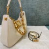 Replica Valentino V0570 Stud Sign Grainy Calfskin Hobo Bag Brown