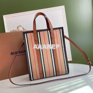 Replica Burberry Small Icon Stripe E-canvas Portrait Tote Bag 2