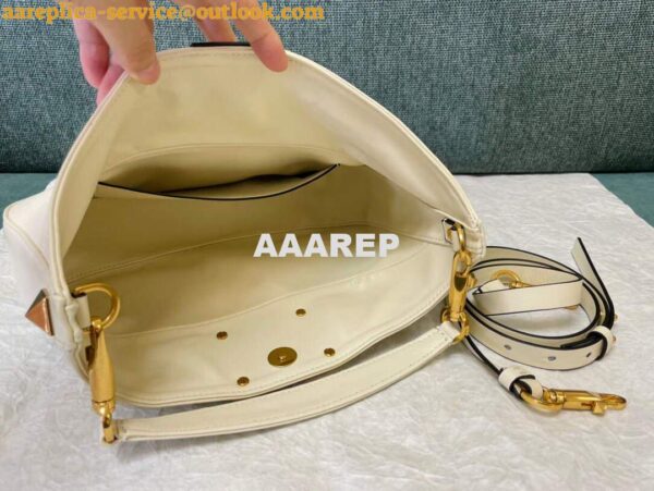 Replica Valentino V0570 Stud Sign Grainy Calfskin Hobo Bag Light Ivory 5