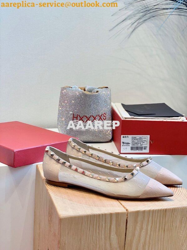 Replica Valentino Rockstud Lace Ballet Flat Nude 2