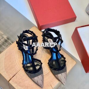 Replica Valentino Rockstud Lace Cage Pump 65mm Black